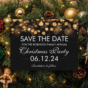 Cartão Postal De Anúncio Salvar as estrelas Sparkling do ouro do Natal da