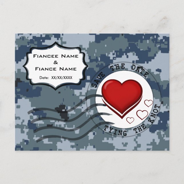 Cartão Postal De Anúncio Salvar data e corações da Marinha dos EUA (Frente)