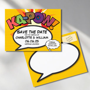 Cartão Postal De Anúncio Salvar Data História em Quadrinhos KA-POW Diversão
