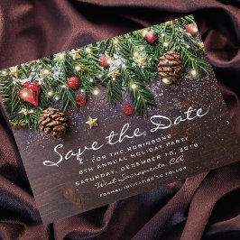 Cartão Postal De Anúncio Salvar data para a festa de Natal rústica