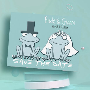 Cartão Postal De Anúncio salvar data - sapos de desenho animado