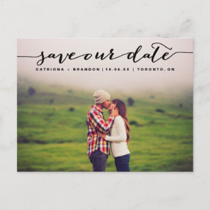 Cartão Postal De Anúncio Salvar Nossa Data Foto Escrita à Mão Preta