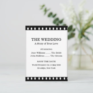 Cartão Postal De Anúncio Salvar O Casamento De Data Com Um Tema De Filme