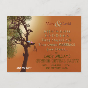 Cartão Postal De Anúncio Salvar o género da data revelam o partido