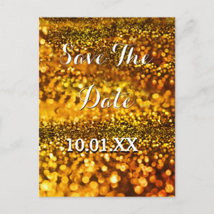 Cartão Postal De Anúncio Salvar o Sparkle de Data Dourada
