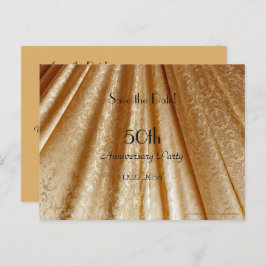 Cartão Postal De Anúncio Salve a data 50 anos Tecido Dourado Floral