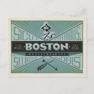 Cartão Postal De Anúncio Salve a Data Boston, MA - Fundada em 1630