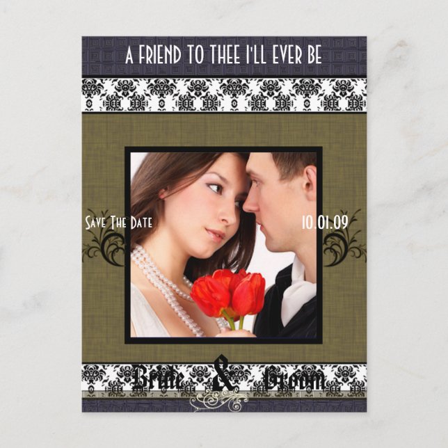 Cartão Postal De Anúncio Salve a Data com a Sua Foto (Frente)