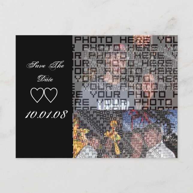 Cartão Postal De Anúncio Salve a Data com as SUAS Fotos - (Frente)