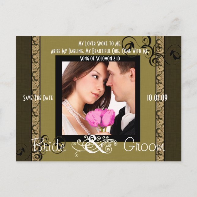 Cartão Postal De Anúncio Salve a data com sua foto (Frente)