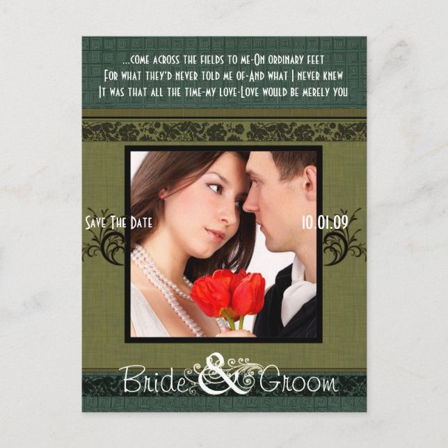 Cartão Postal De Anúncio Salve a data com sua foto (Frente)