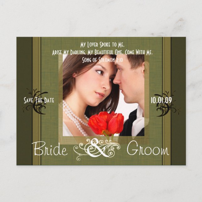 Cartão Postal De Anúncio Salve a data com sua foto (Frente)