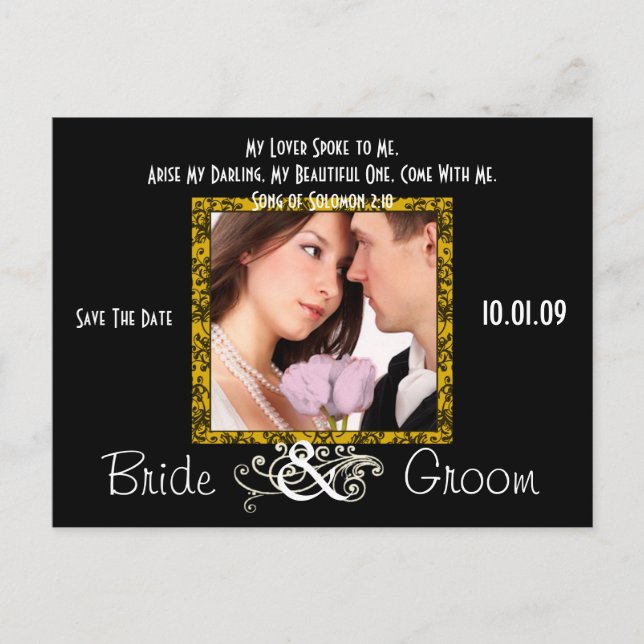 Cartão Postal De Anúncio Salve a Data com Sua Foto (Frente)