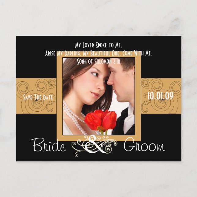 Cartão Postal De Anúncio Salve a data com sua foto (Frente)