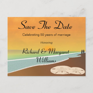 Cartão Postal De Anúncio Salve a Data de Aniversário na Praia