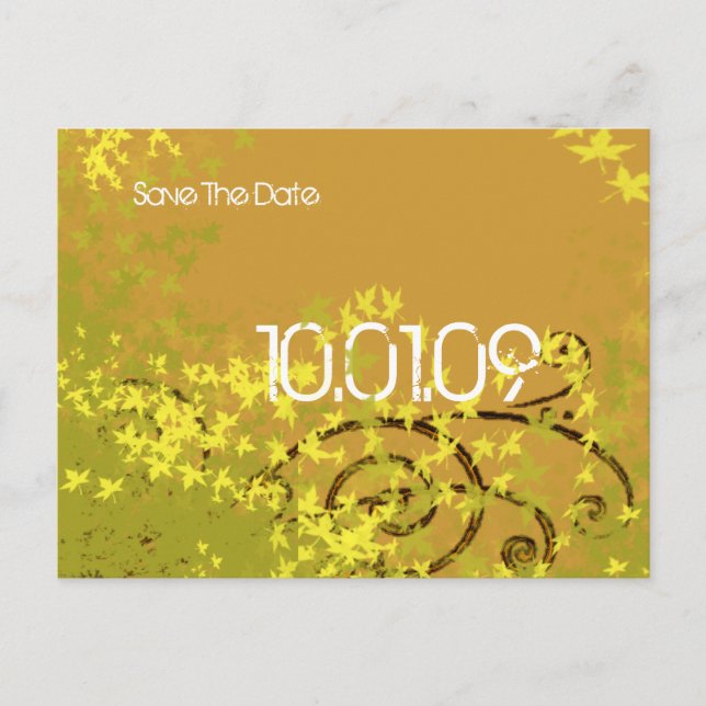 Cartão Postal De Anúncio Salve a Data - Esfregões de Folha - (Frente)