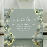 Cartão Postal De Anúncio Salve a data Eucalyptus Greenery Succulent<br><div class="desc">Eucalyptus Greenery Succulent Botanical Watercolor Spring Wedding Save the Date Card em fundo branco - inclui uma bela e elegante tipografia com folhas botânicas modernas e verde para a celebração especial do Dia do Casamento.</div>