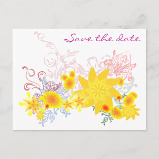 Cartão Postal De Anúncio Salve a Data - Flores