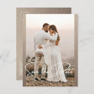 Cartão Postal De Anúncio Salve A Data Fotografia Na moda Rustic Casamento