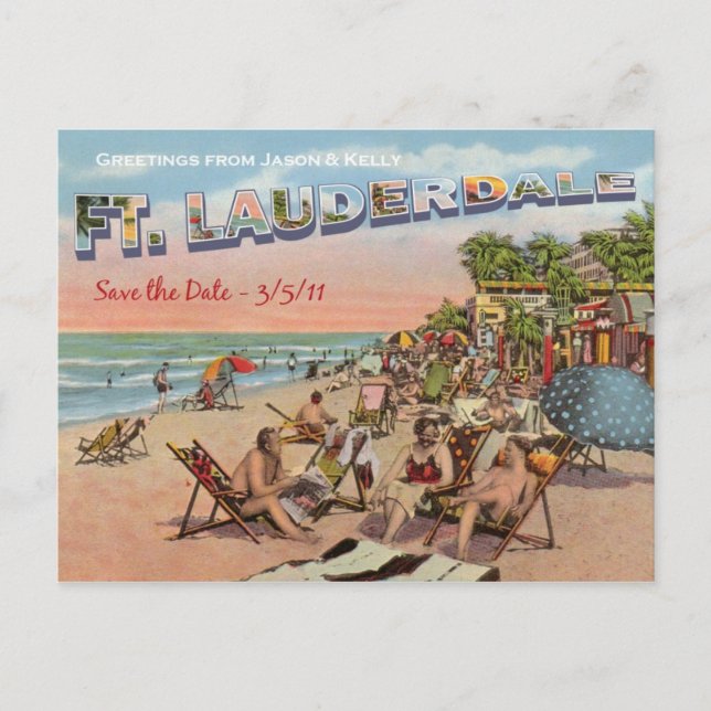 Cartão Postal De Anúncio Salve a Data - Ft. Lauderdale (Frente)