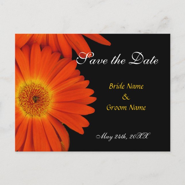 Cartão Postal De Anúncio salve a data,gerbera margarida (Frente)