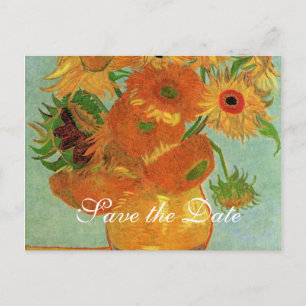Cartão Postal De Anúncio salve a data, girassóis de van Gogh