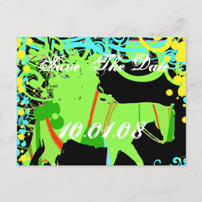 Cartão Postal De Anúncio Salve a Data - Grunge Ocidental (Frente)