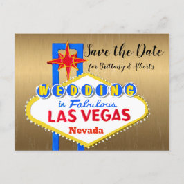 Cartão Postal De Anúncio Salve a data Las Vegas Casamento dourado