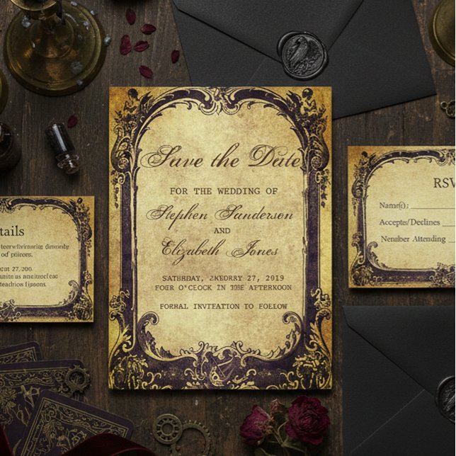 Cartão Postal De Anúncio Salve A Data Moldura Antiga Vitoriana Antiga (Criador carregado)