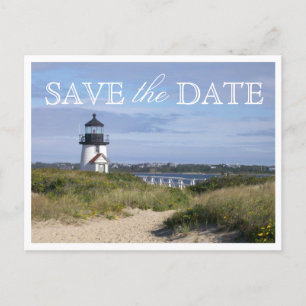 Cartão Postal De Anúncio Salve a data Nantucket Wedding Brant Point Light