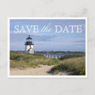Cartão Postal De Anúncio Salve a data Nantucket Wedding Brant Point Light