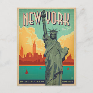 Cartão Postal De Anúncio Salve a Data NYC - Lady Liberty 2