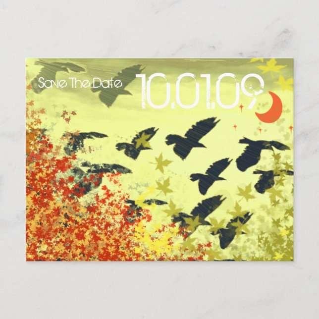 Cartão Postal De Anúncio Salve a Data - Pássaros com Pão (Frente)