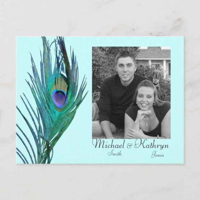 Cartão Postal De Anúncio Salve a Data - Pavão #2 (Frente)