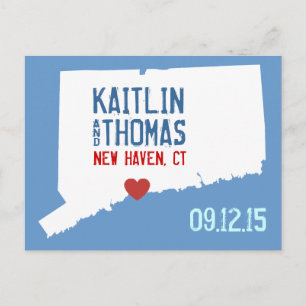 Cartão Postal De Anúncio Salve a Data - Personalizável - Connecticut