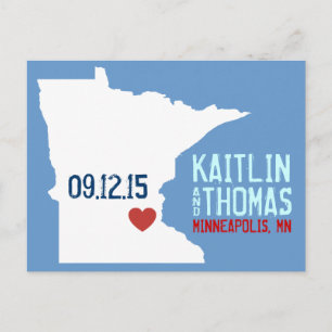 Cartão Postal De Anúncio Salve a data - personalizável - Minnesota