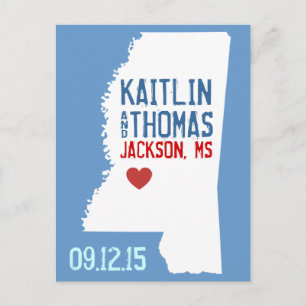 Cartão Postal De Anúncio Salve a Data - Personalizável - Mississippi