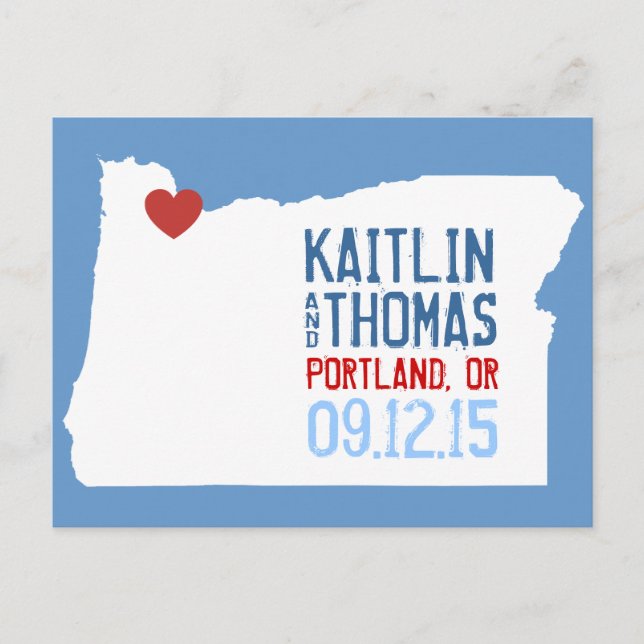 Cartão Postal De Anúncio Salve a Data - Personalizável - Oregon (Frente)