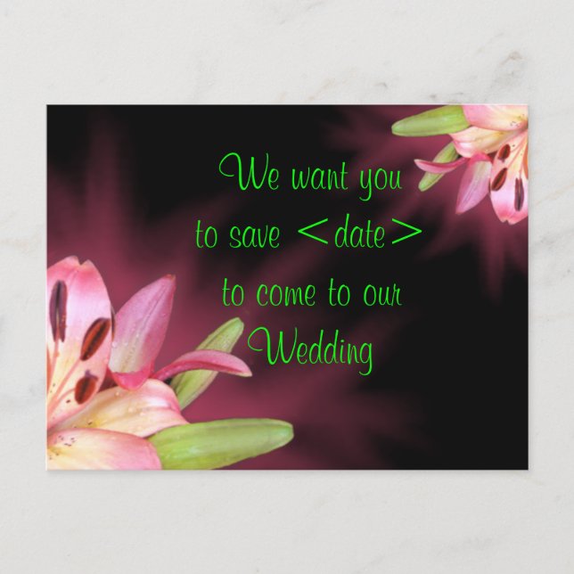 Cartão Postal De Anúncio Salve a data - personalize (Frente)