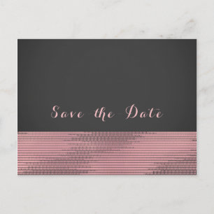 Cartão Postal De Anúncio Salve a Data Pink & Grey Modern Glam Sequins Chic