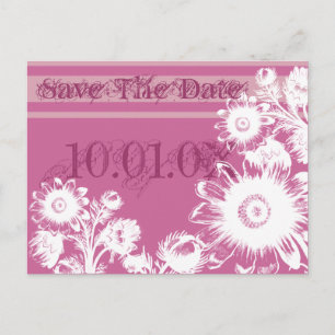 Cartão Postal De Anúncio Salve a Data Roxa Framboesa Fuchsia Floral