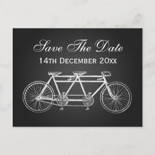 Cartão Postal De Anúncio Salve a Data Simples Bicicleta Tandem Preta