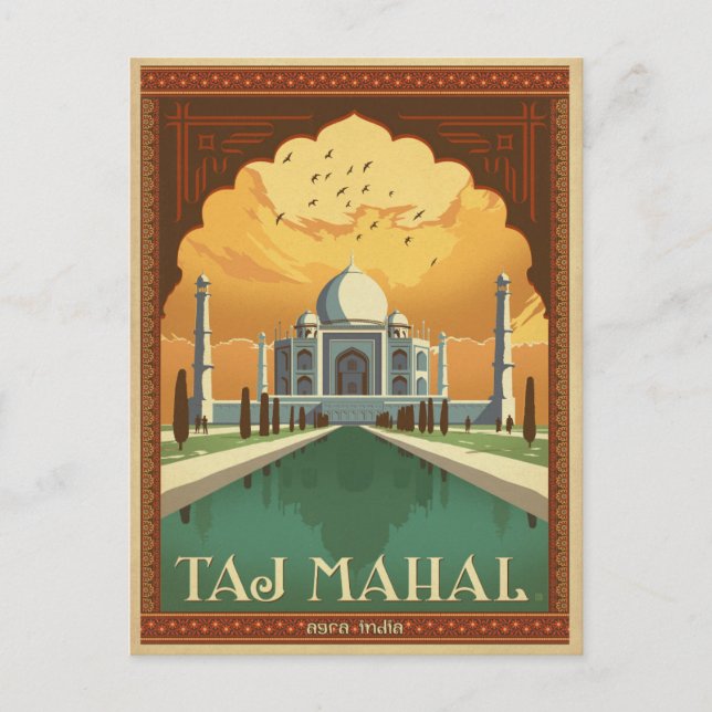 Cartão Postal De Anúncio Salve a Data | Taj Mahal, Índia (Frente)