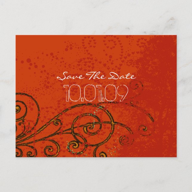 Cartão Postal De Anúncio Salve a Data - Tree Swirls - (Frente)