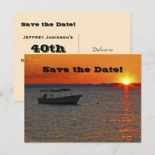 Cartão Postal De Anúncio Salve a Festa de aniversário de 40 anos, Barco de