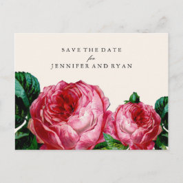 Cartão Postal De Anúncio SALVE NOSSOS DATOS | Vintage Rose Save the Date