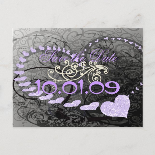 Cartão Postal De Anúncio Salve O Dia Corações Lavanda - (Frente)