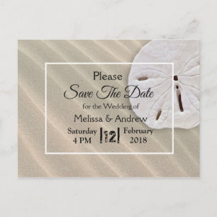 Cartão Postal De Anúncio Salve o Dia de Casamento Temático Dólar de Areia d