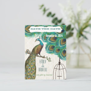 Cartão Postal De Anúncio Salve o Dia Pavão Azulejo Marroquino