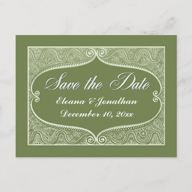 Cartão Postal De Anúncio Salve o jade de arquivo Data Silver,sage (Frente)